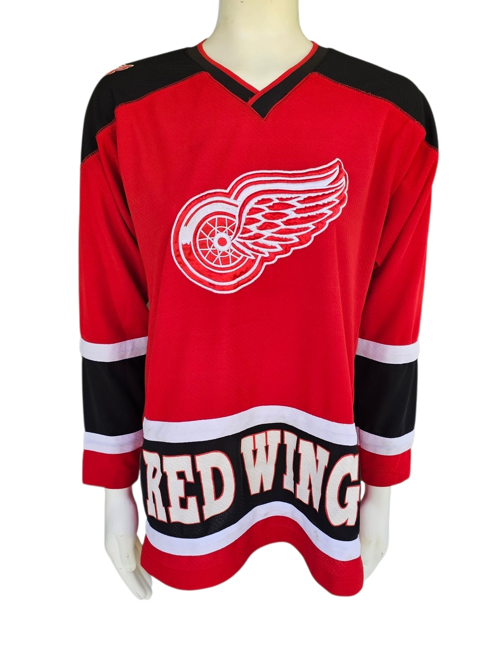 Vintage Detroit Red Wings Jersey Youth L 14/16 NHL Hockey Shirt Red Black